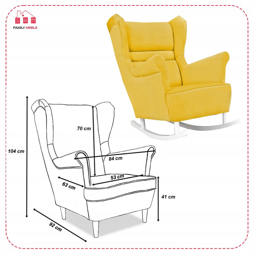 Zoja Rocking Chair, Scandinavian, Family Furniture, Lemon, Yellow, Gold
