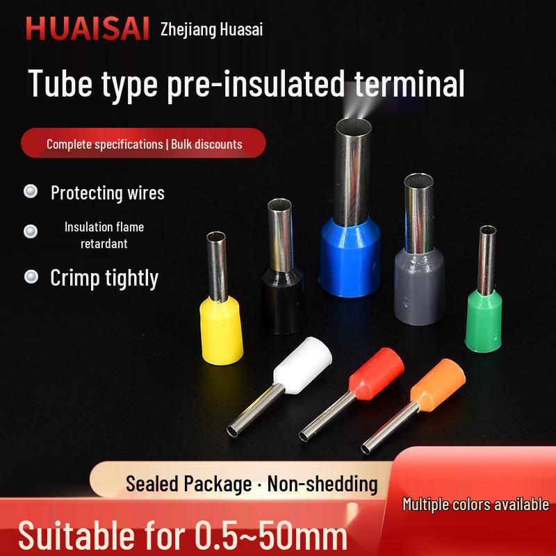 Brass Tubular Pre-insulated Cold Crimp Terminals, 0.5-50mm², Multiple Colors, Secure Seal