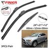 3 шт. щетки стеклоочистителя для Mitsubishi Outlander 2007-2012 24 "21" 12 "подходят для переднего лобового стекла, щетки для окон, резак, аксессуары 2010 2011 2012