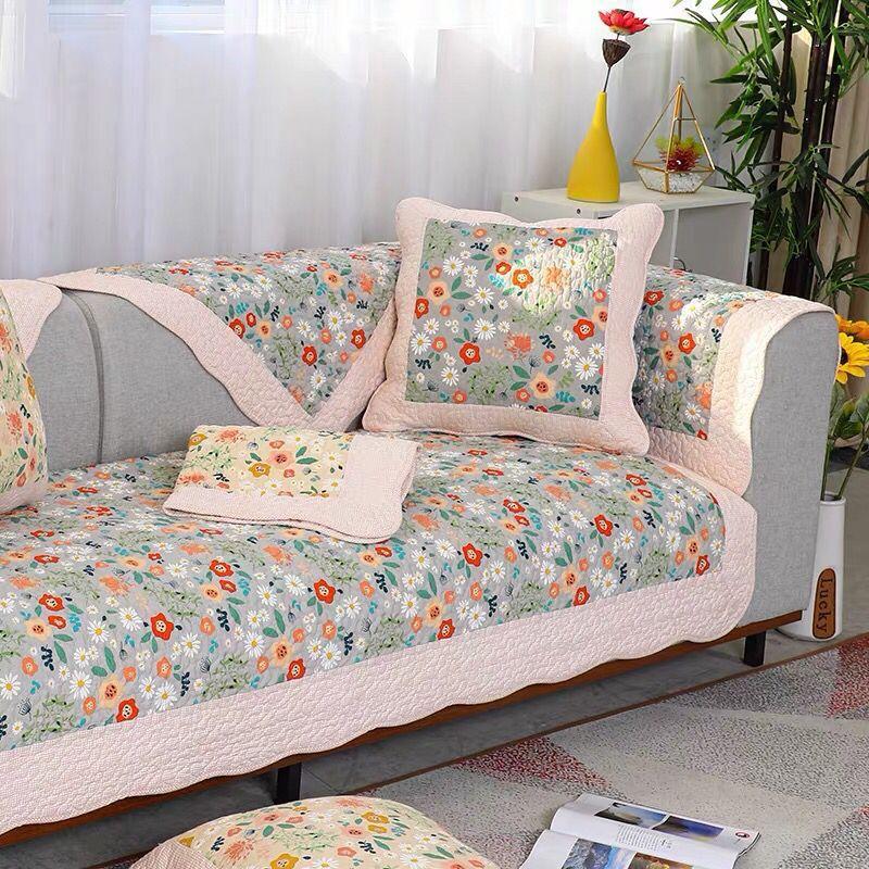 Новая пасторальная подушка в корейском стиле, моющаяся хлопковая лоскутная подушка для дивана, универсальный моющийся стеганый чехол для дивана на четыре сезона