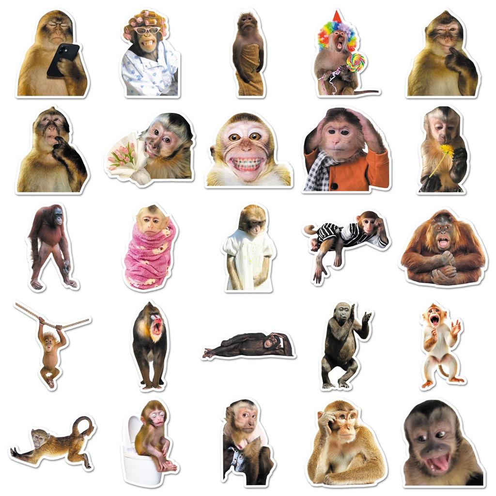 50 Crazy Monkey & Emoji Stickers - Creative Graffiti & Storage for Motorcycles