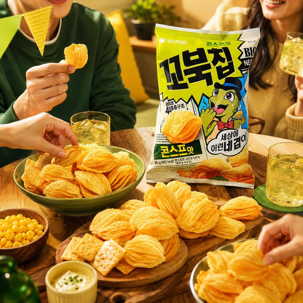 Orion Tortoise‑Shaped Sweet Corn Chips 70g sweet‑corn‑flavor crispy puffed snacks