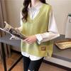 V-neck Knitted Vest for Women In Autumn Loose Vest Lazy Style Layering Over Sleeveless Waistcoat and Waistcoat