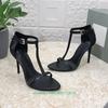 T-Tied Open Toe Women Sandals Genuine Leather Stiletto Heel Sexy High Heels Cover Heel 10.5CM Ankle Buckle Summer Sandal