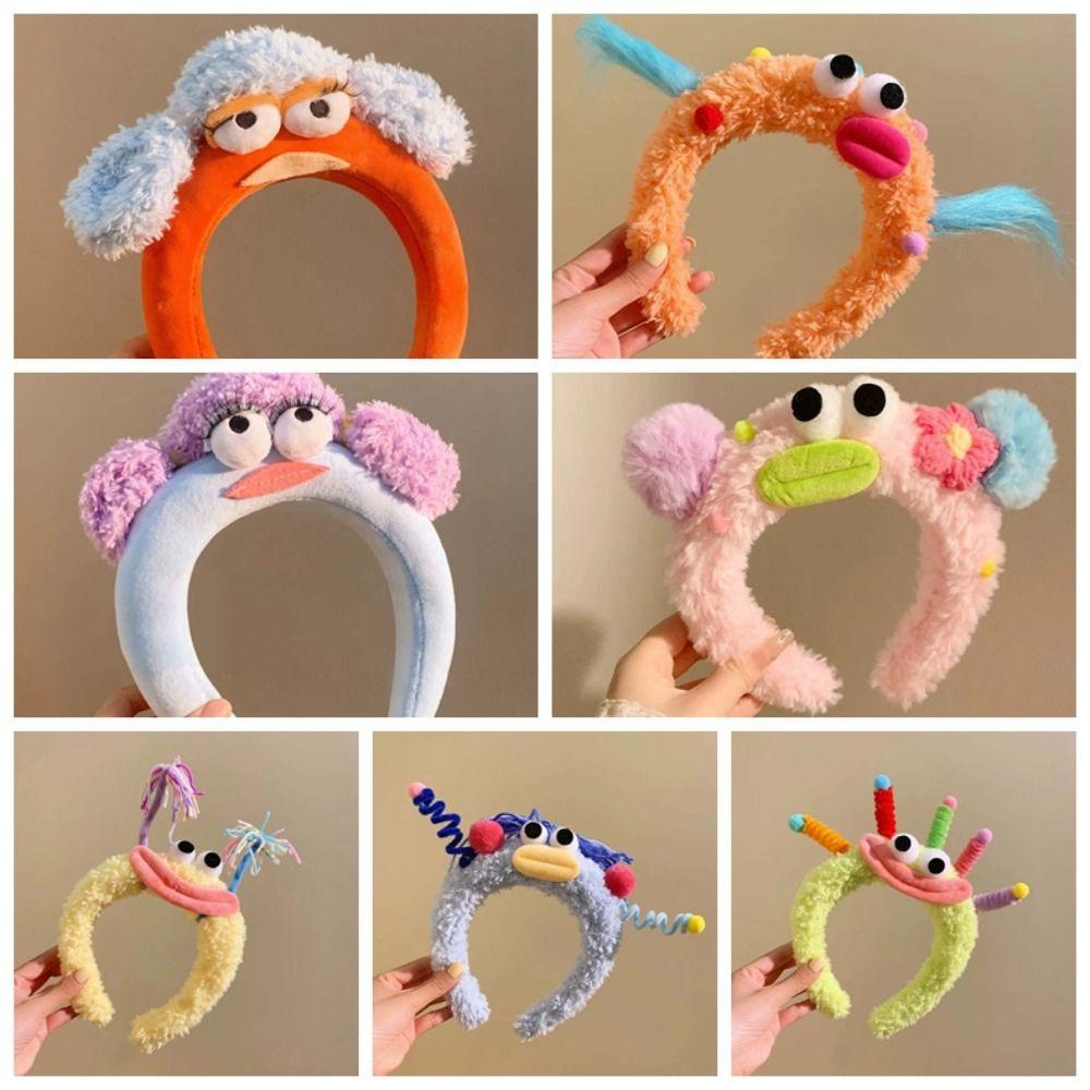 Colorful and Vibrant Big Eyes Plush Headband Hair Accessories Girls Cartoon Hairband Daily