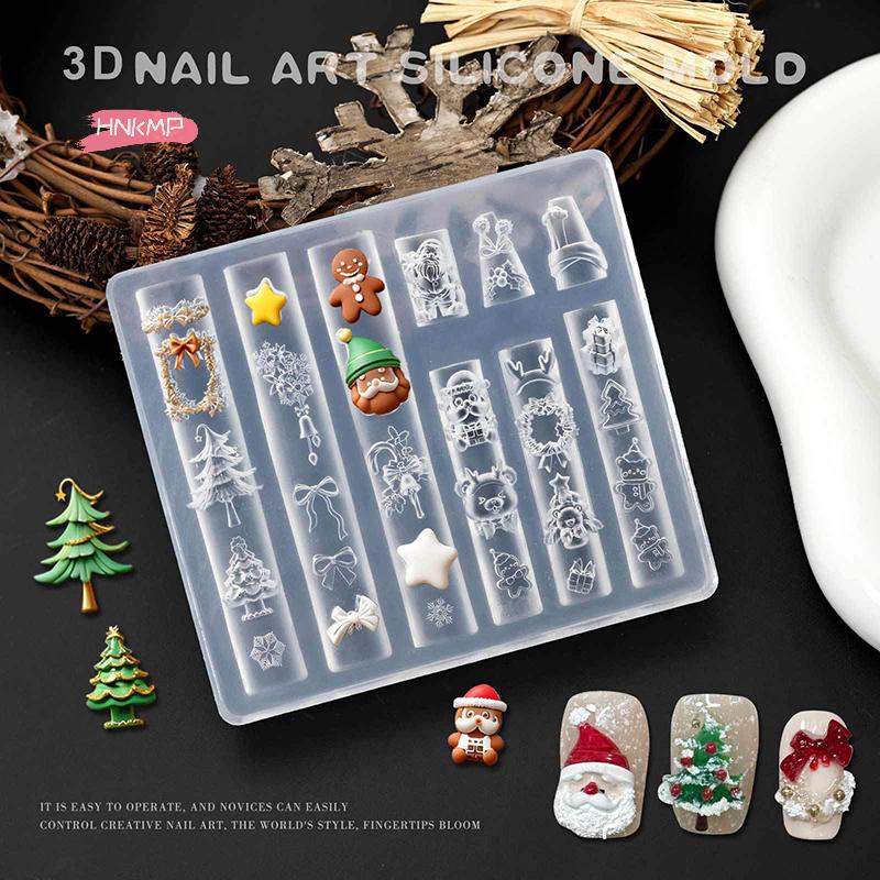 3D Рождественский Снеговик и Елка Силиконовая Форма для Ногтей Снежинка и Дизайн Снеговика для Нейл-арта DIY Маникюр Декорация