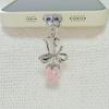 Mobile Phone Dust Plug Pink Flower Pendant Dust Plug Port Protector Compatible with Cute