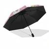 Unicorn Fantasy Automatic Folding Umbrella: Portable 3 Fold Design with 8 Bone Frame, Perfect for Fans and Outdoor Adventures!0104070a