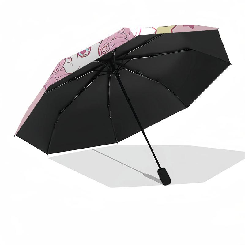 Unicorn Fantasy Automatic Folding Umbrella: Portable 3 Fold Design with 8 Bone Frame, Perfect for Fans and Outdoor Adventures!0104070a