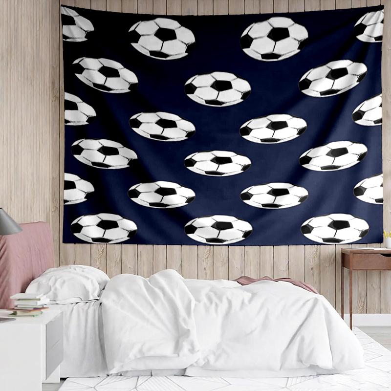 Soccer Print Tapestry, Backdrop, Easy Setup, Ideal for Bedroom, Office & Living Room, with Aesthetic Wall Hanging Decor.