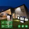 Solar Motion Sensor Flood Lights Outdoor, 283LED 3 Lighting Modes, 3 Head 360° Illumination IP65 Solar Security Lights for Porch