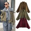 Women Suede Bomber Jacket Spring New Fashion Long Sleeve Zipper Oversize Solid Bomber Coat Chic Lady 2026 Streetwear B88824