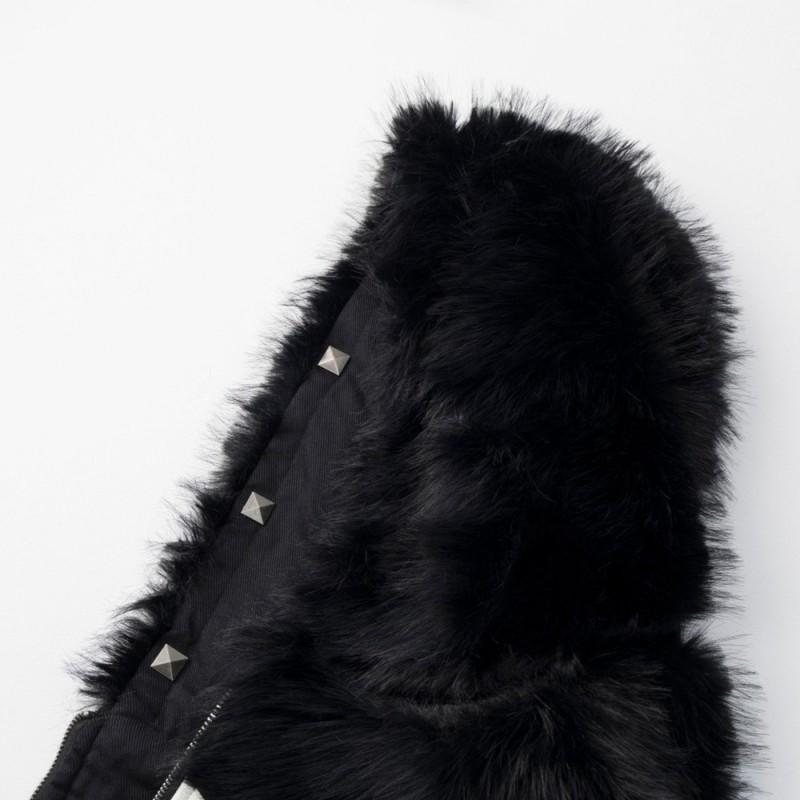 Mens Winter Faux Fur Hooded Puffer Jacket Cross Patch Streetwear Warm Coat