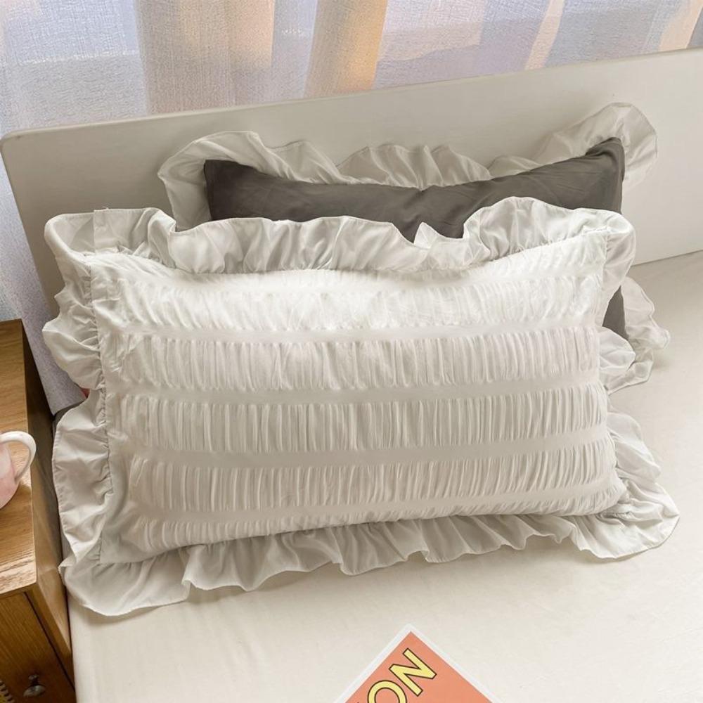 2PCS Soft Princess Pillowcase Candy Color Bedding Cover Cute Pillow Towel Bedroom