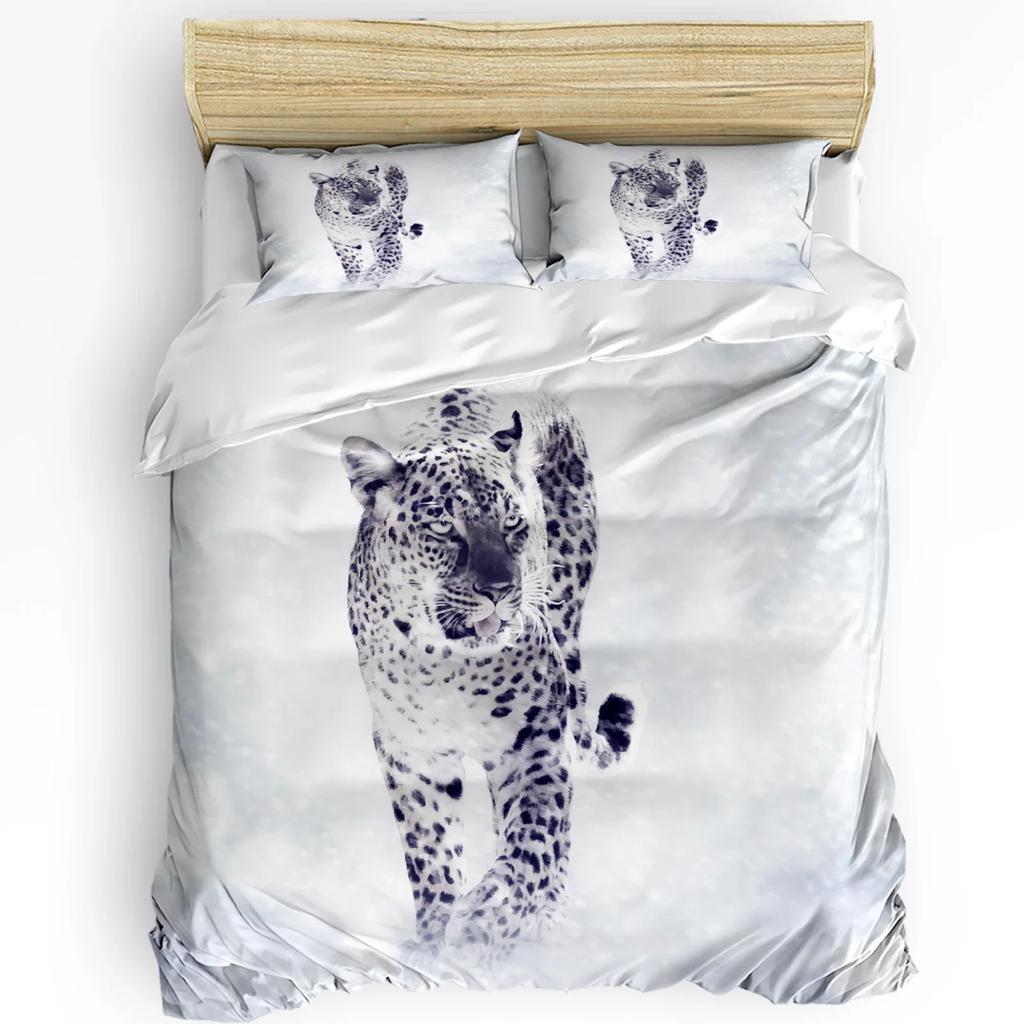 Комфортный пододеяльник с принтом леопарда, наволочка, домашний текстиль, чехол для одеяла, роскошный 3-предметный комплект постельного белья для мальчика, ребенка, подростка, девочки