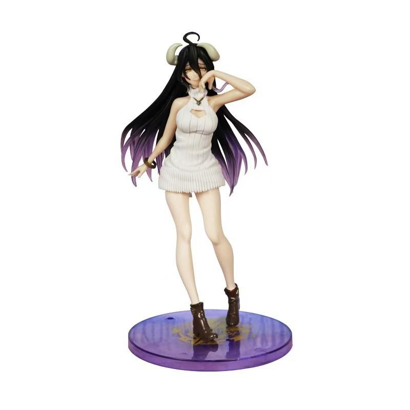 Albedo Overlord White Knitted Sweater Standing Posture Model Figurine Anime Doll