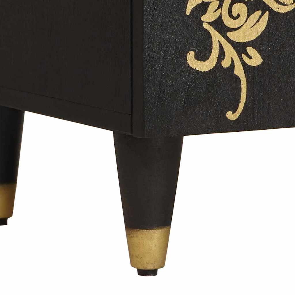 Nightstand with Door Black 50 x 33 x 60 cm Solid Mango Wood