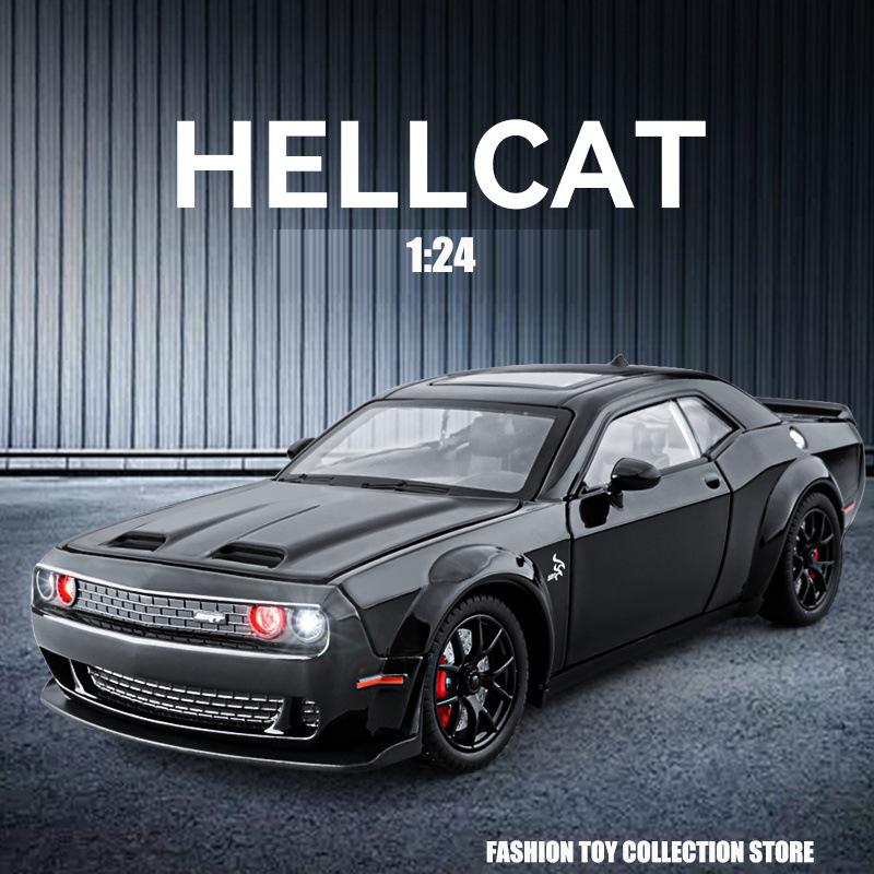 1/24 Dodge Challenger Hellcat игрушечная машинка литая Metel Cars игрушечные машинки с откидным механизмом Hellcat со звуком и светом Hellc для детей
