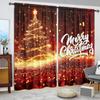 2pcs Dazzling and Glowing Christmas Tree Printed Curtain for Home Decor - Rod Pocket Window Treatment for Bedroom, Office