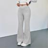 Women S Slim Fit Flared Pants Casual Street Style Grey