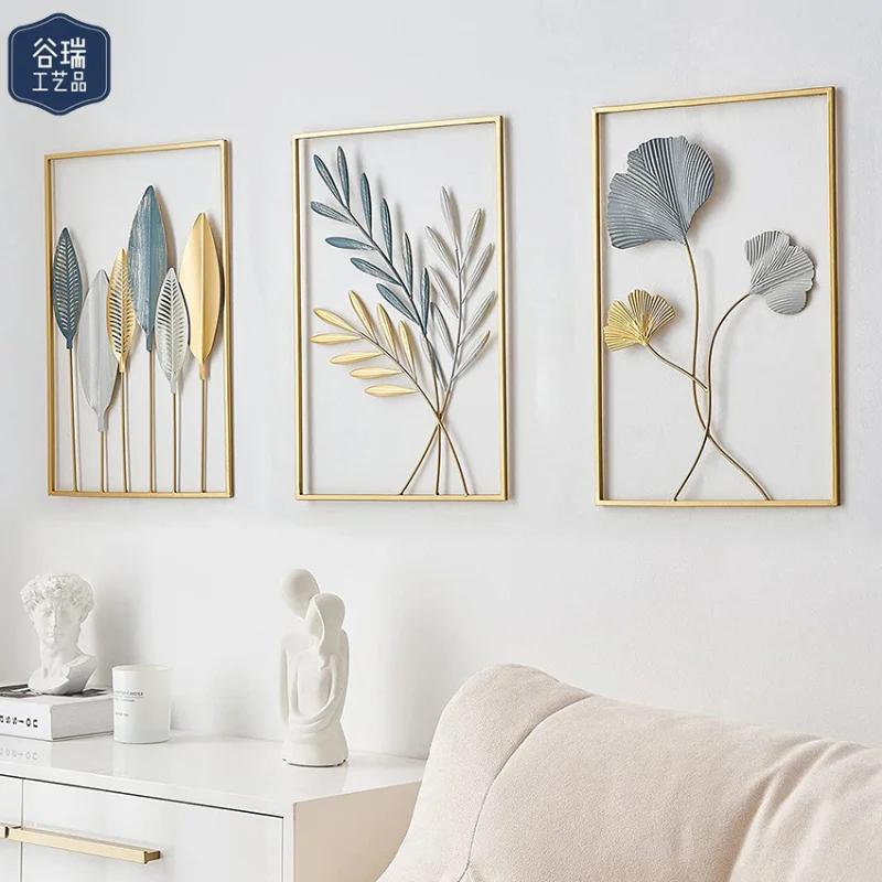 Nordic Home Wall Decor Macrame Wall Hanging Decor Metal Round Gold Ginkgo Leaf Walls Stickers Decoration Decorative Wall Ledges