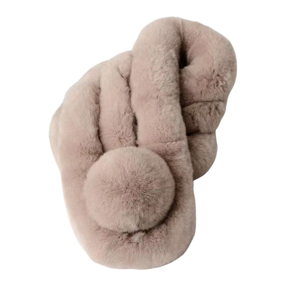 Faux Rabbit Fur Plush Cross Scarf Thicken Double-sided Neck Cover Shawl Women Girls