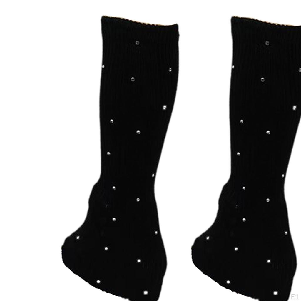 Figure Skating Leg Warmers Socks Decoration Over Knee with Rhinestone Knitted Long