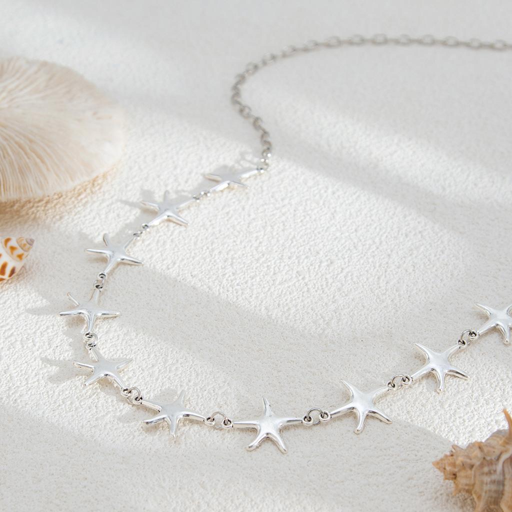 Starfish Shell Adjustable Open Ring Set Personality Ocean Vacation Alloy Ring