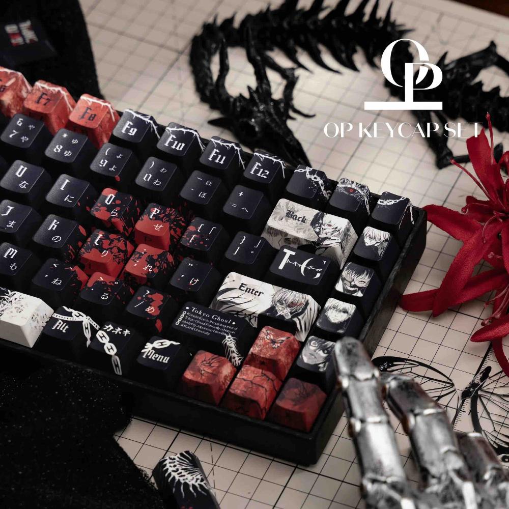 Тематический набор кейкапов Kaneki Ken, 129 клавиш, PBT, для кастомной клавиатуры, профиль Cherry, полупрозрачные кейкапы, аксессуар для механической клавиатуры