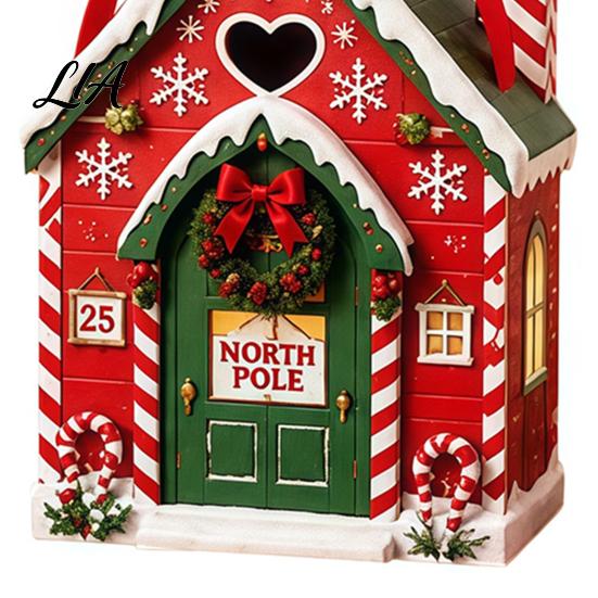 Decorative Paper Storage Boxes Christmas House Shaped Candy with Handles, Festive Cottage Gift Treat Containers for Cookies Party Favors And