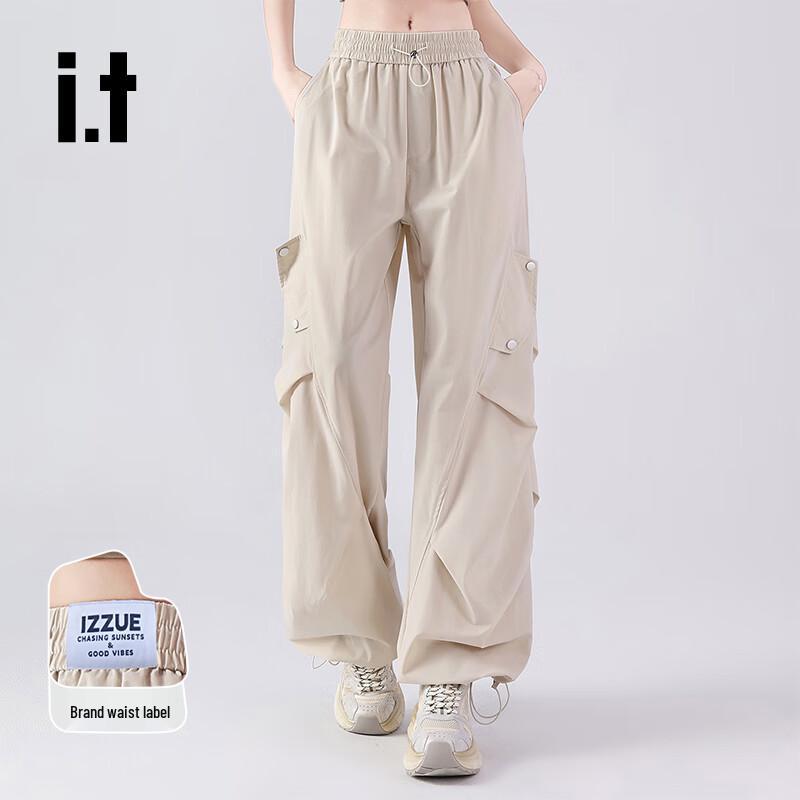 izzue Women's High-Waist Loose Wide-Leg Cargo Pants