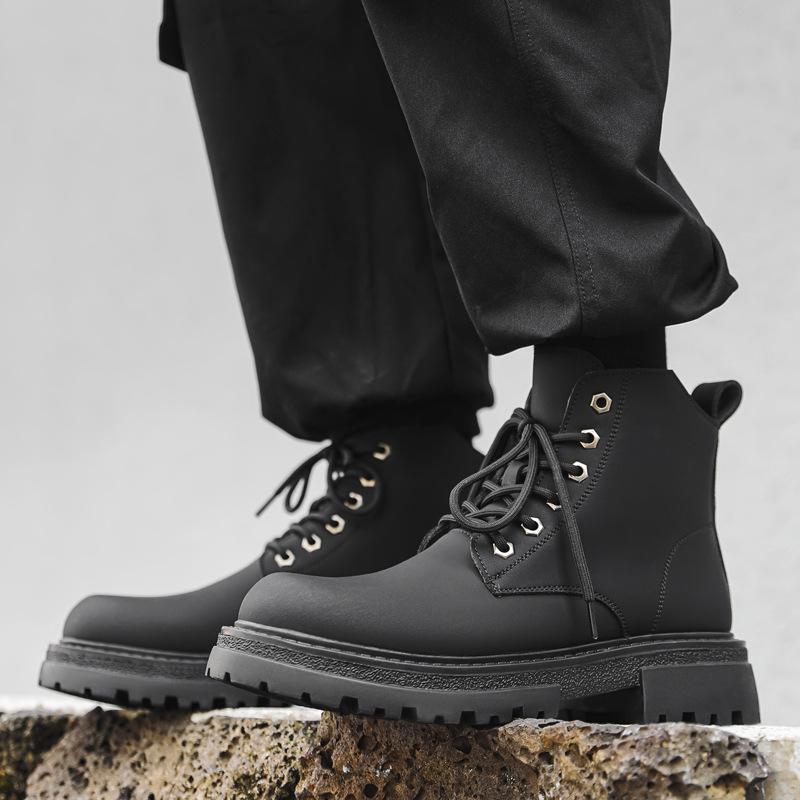 Британский стиль, толстая подошва, увеличивающая рост, мужские ботинки Martin, бархатные ботинки Locomotive, средняя помощь, большие ботинки Tooling 7368-N