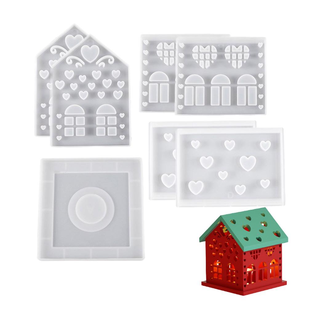 Heart House Candle Holder Silicone Mold DIYs Cement Gypsum Clay Candlestick Resin Ornaments Molds Home Decorations