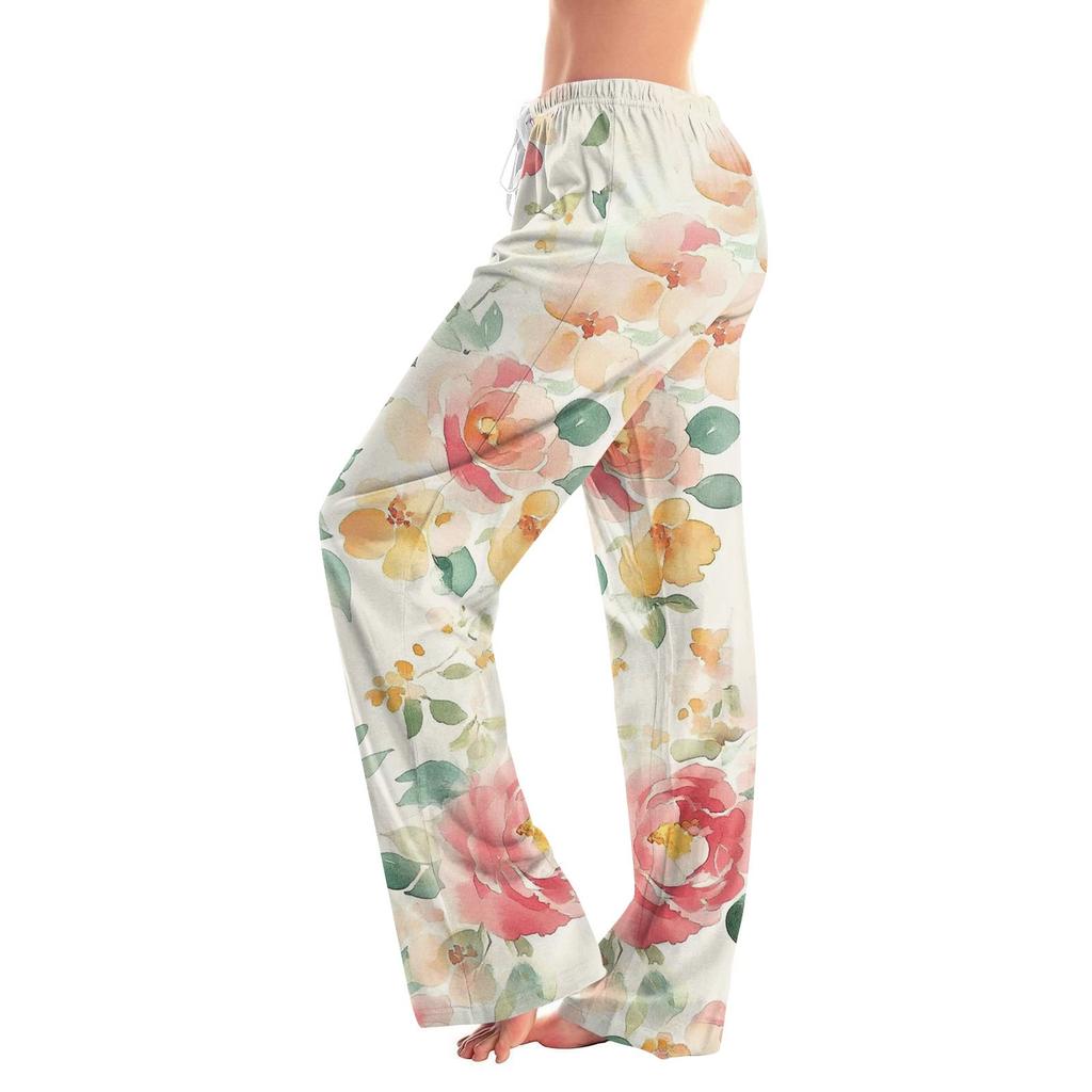 Женские модные свободные повседневные брюки с цветочным принтом