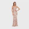 Women's Sequined One-Shoulder Backless Slim-Fit Long Dress with Mesh Slit