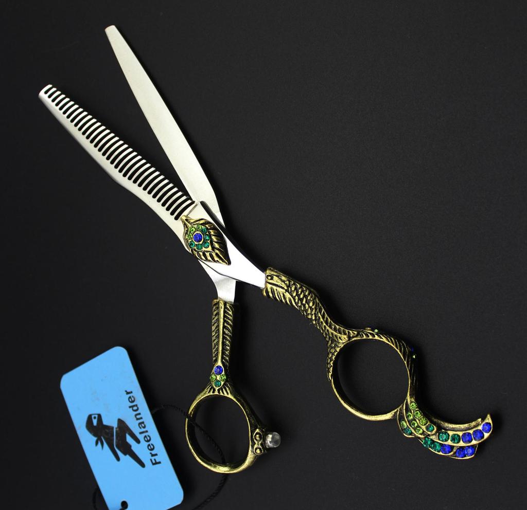 Sangelar 6" Top Grade JP440C Professional Hairdressing Scissors Gold Phenix Carve TB65 Hair Scissors Cutting Thinning