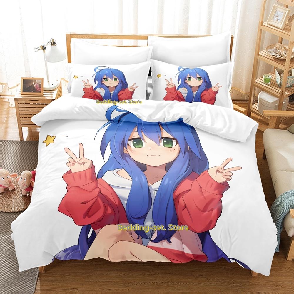 Постельное белье Lucky Star Коната Односпальный Полуторный Двуспальный Кингсайз Комплект постельного белья для взрослых и детей, Комплекты пододеяльников для спальни 3D Аниме Комплект простыней