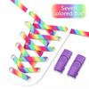 1Pair 8MM Wide Flat Rainbow Shoelaces Elastic Laces Sneakers Magnetic Lock No Tie Shoe Laces Adults Kids Rubber Bands for Shoes