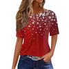 Women's Fashionable Casual Short Sleeve Christmas Print Round Neck Pullover Top