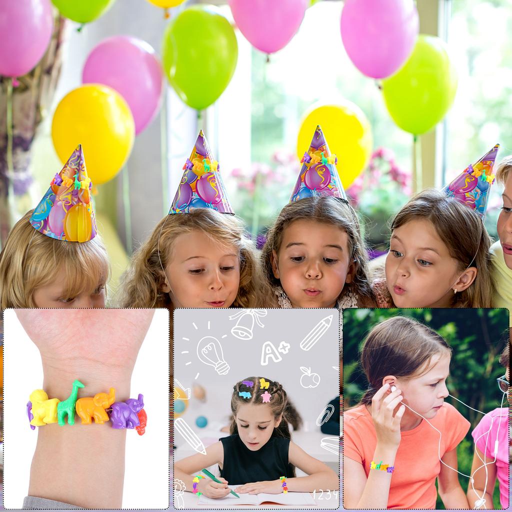 200 шт. разноцветных бусин в форме животных, разделительные бусины в виде морских и джунглевых животных