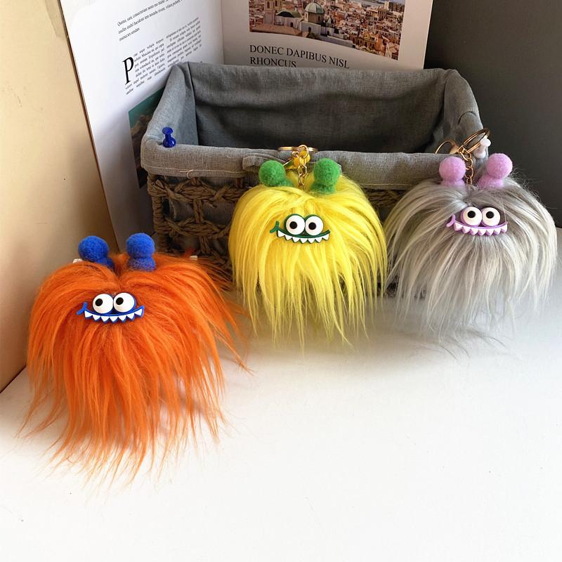 1PC Cartoon Fried Doll Keychain Bag Pendant Popular Fried Hair Funny Sausage Mouth Plush Toy Cute