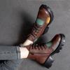 Thick-heeled Boots Women's Spring and Autumn Soft Leather Color Short Boots High-heeled Waterproof Platform Retro Single Boot