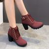 Fashion AJGS Autumn Women's Thick Heeled Ankle Boots Women High Heel Platform Boots Female Snow Lace-Up Fashion Boots Botas