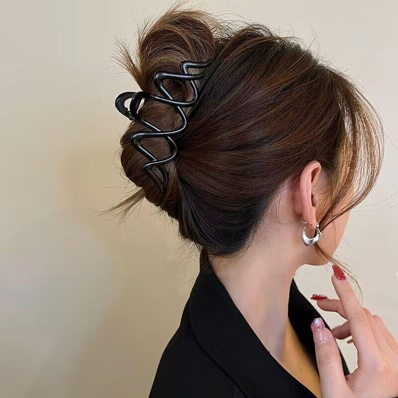 Винтажные большие металлические заколки для волос, модные геометрические полые когти для волос для женщин, головные уборы для девочек, вечерние украшения для волос, подарок