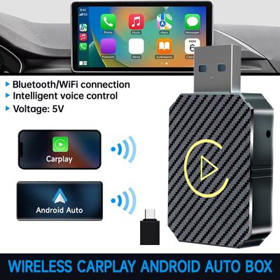 Универсальный адаптер CarPlay Беспроводной 2в1 Мини-адаптер-донгл Автоматическое подключение Plug & Play Bluetooth WiFi Мини-бокс