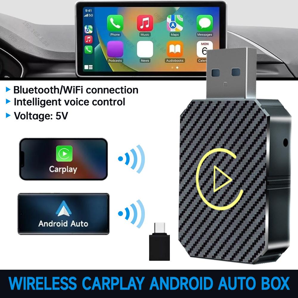 Универсальный адаптер CarPlay Беспроводной 2в1 Мини-адаптер-донгл Автоматическое подключение Plug & Play Bluetooth WiFi Мини-бокс