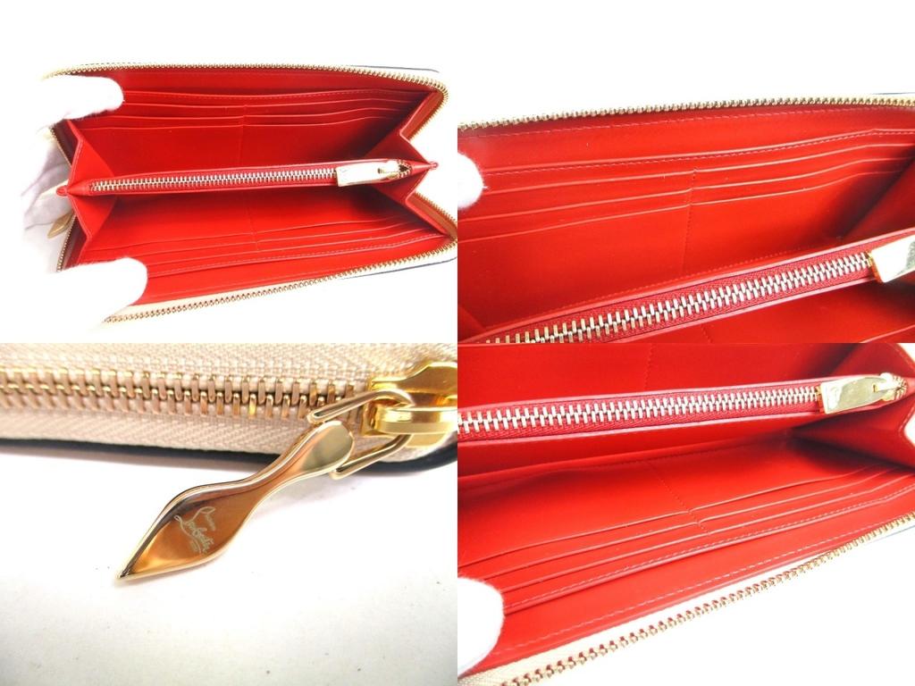 Authentic Christian Louboutin Panettone Rose Gold Leather Round Zip Wallet #a376 Open box