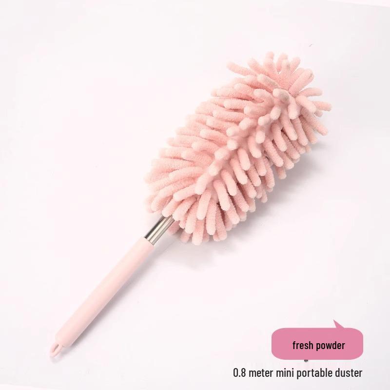 Telescopic Pole for Floor, Cabinet, and Ceiling Cleaning with Feather Duster and Dust Removal Features