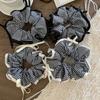 Women Large Scrunchies Black White Checked Plaid Scrunchie Ponytail Holder Tie Hair Hoop Scrunchy Rubber Band Hair Accessories