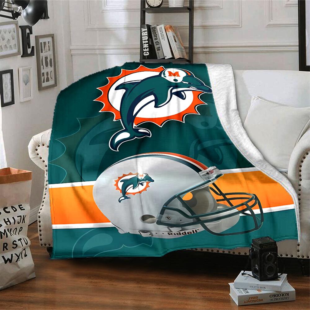 1pc Blanket - Miami Dolphins logo Print Design,Lightweight Blanket for Sofa,Bed- Soft &Warm,Gift for All Seasons